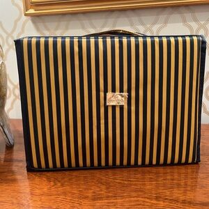 JM New York Large Navy & Gold Cosmetic Toiletry Lingerie Organizer Travel